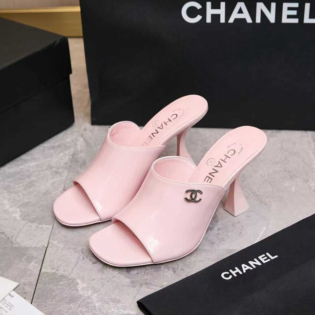 CHANEL HIGH MULES IN PINK CALFSKIN