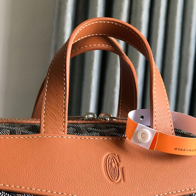 GOYARD CISALPIN BACKPACK 33 IN BLACK AND BROWN CANVAS MIX CALFSKIN