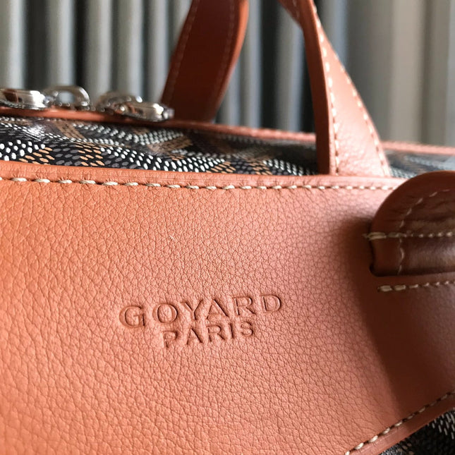 GOYARD CISALPIN BACKPACK 33 IN BLACK AND BROWN CANVAS MIX CALFSKIN