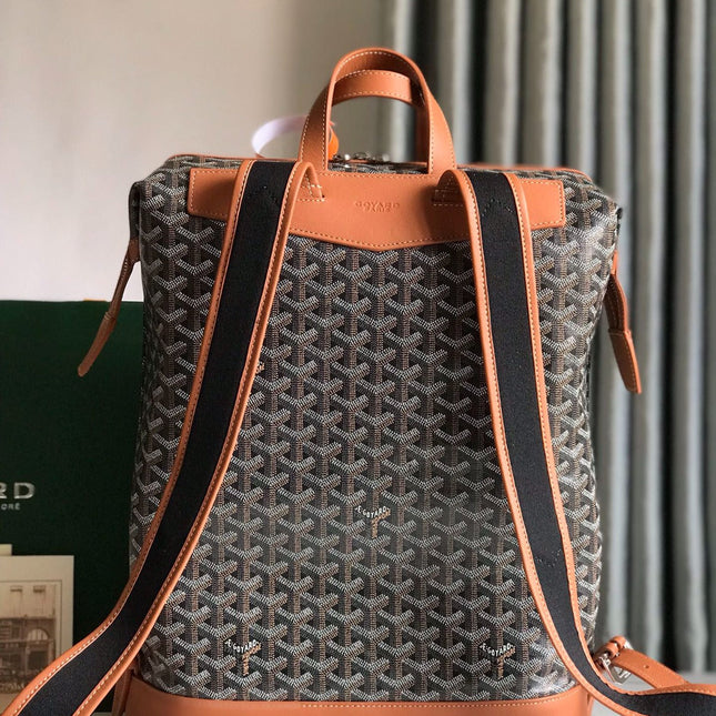 GOYARD CISALPIN BACKPACK 33 IN BLACK AND BROWN CANVAS MIX CALFSKIN