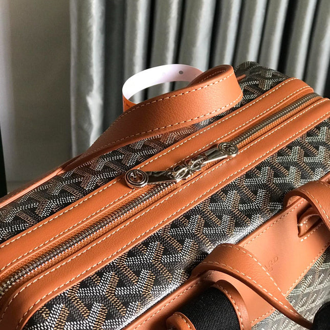 GOYARD CISALPIN BACKPACK 33 IN BLACK AND BROWN CANVAS MIX CALFSKIN