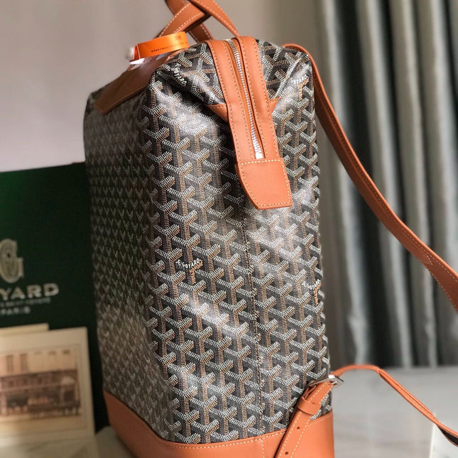 GOYARD CISALPIN BACKPACK 33 IN BLACK AND BROWN CANVAS MIX CALFSKIN