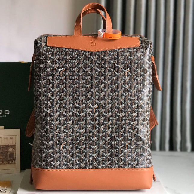 GOYARD CISALPIN BACKPACK 33 IN BLACK AND BROWN CANVAS MIX CALFSKIN