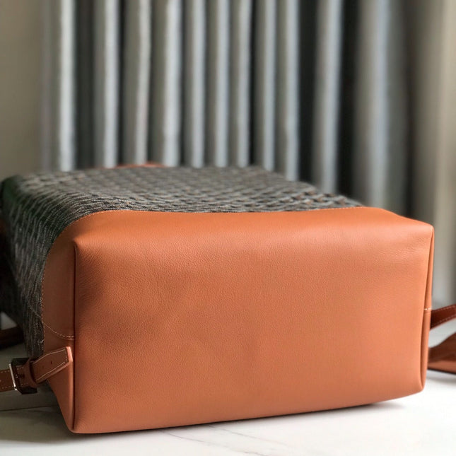 GOYARD CISALPIN BACKPACK 33 IN BLACK AND BROWN CANVAS MIX CALFSKIN