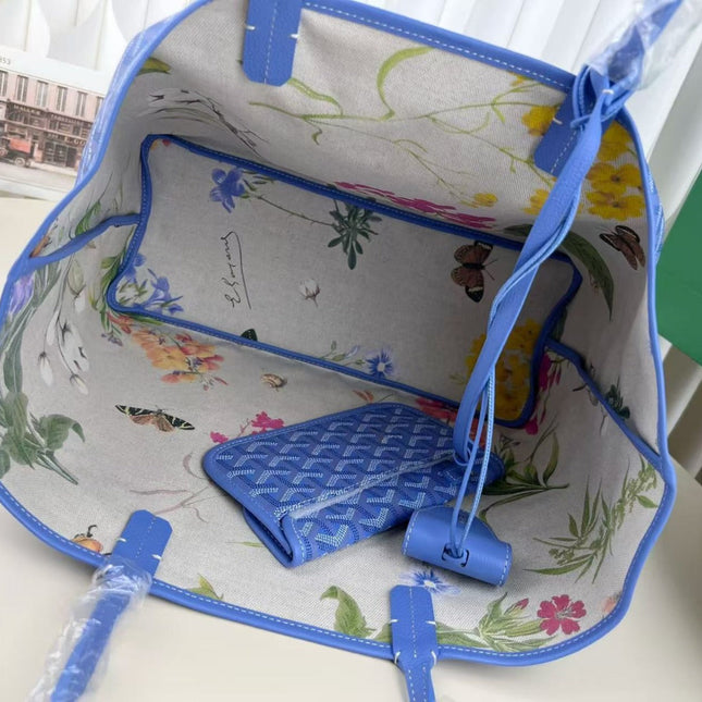 GOYARD GOYARDINE SAINT LOUIS PM TOTE BAG 40 IN BLUE CANVAS
