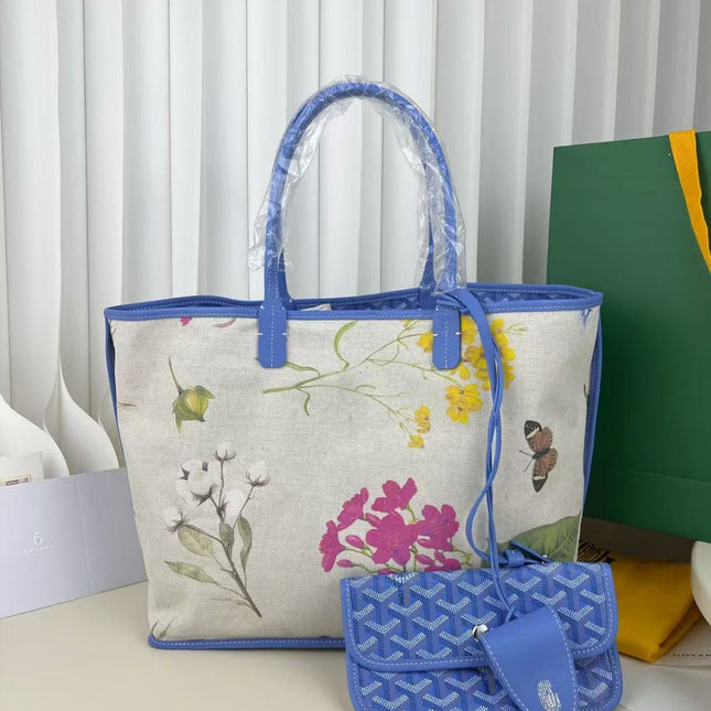 GOYARD GOYARDINE SAINT LOUIS PM TOTE BAG 40 IN BLUE CANVAS
