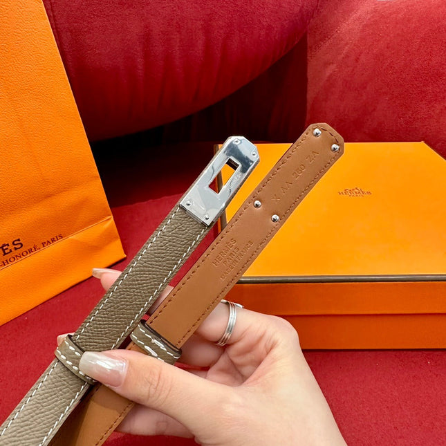 HM KELLY BELT IN BROWN CALFSKIN GOLD HARDWARE