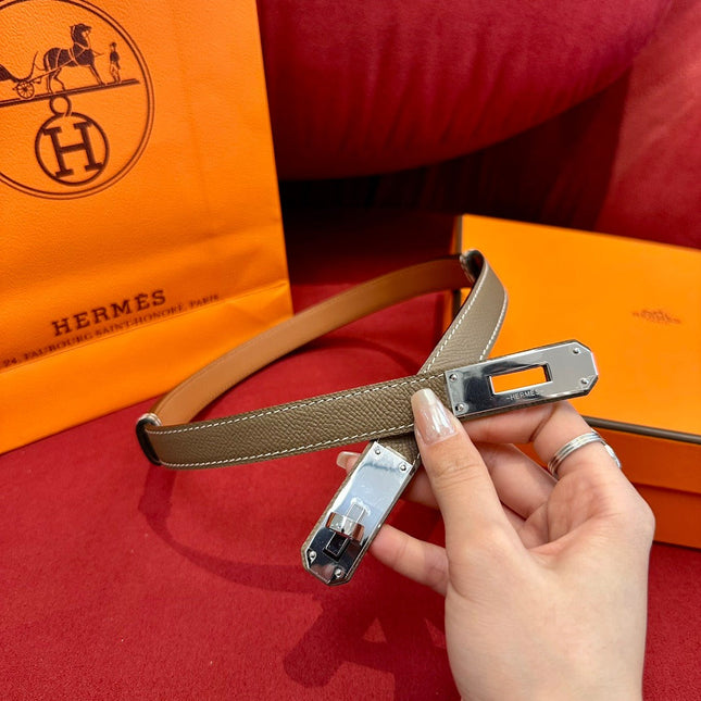 HM KELLY BELT IN BROWN CALFSKIN GOLD HARDWARE