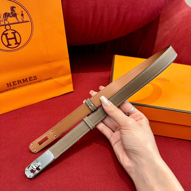HM KELLY BELT IN BROWN CALFSKIN GOLD HARDWARE