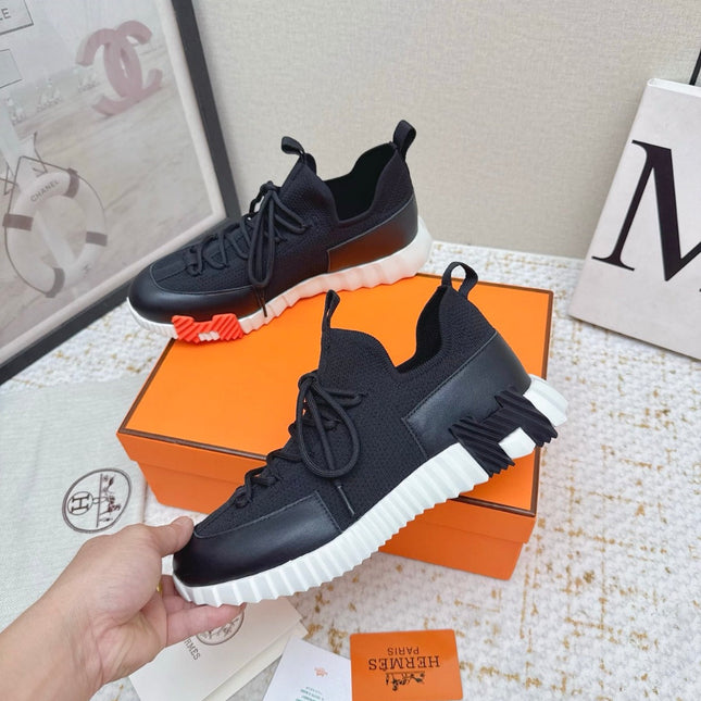 HM BOUNCING SNEAKERS IN BLACK & WHITE MESH MIX CALFSKIN