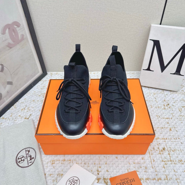 HM BOUNCING SNEAKERS IN BLACK & WHITE MESH MIX CALFSKIN