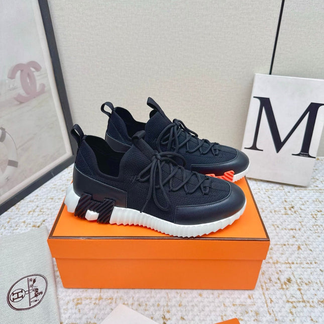 HM BOUNCING SNEAKERS IN BLACK & WHITE MESH MIX CALFSKIN