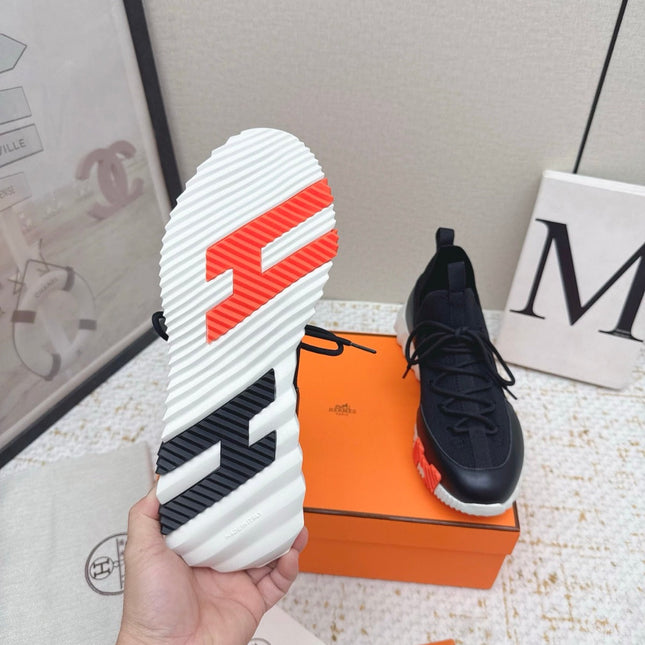 HM BOUNCING SNEAKERS IN BLACK & WHITE MESH MIX CALFSKIN