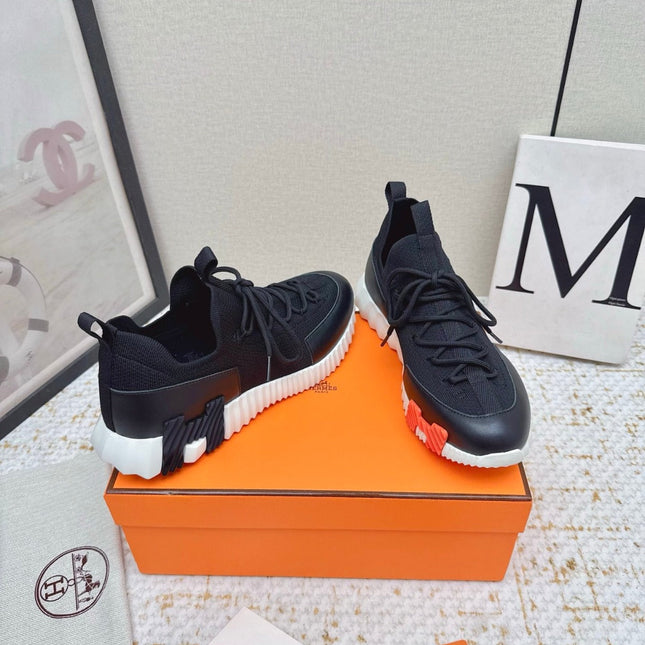 HM BOUNCING SNEAKERS IN BLACK & WHITE MESH MIX CALFSKIN