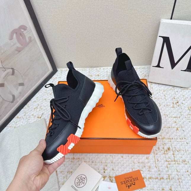 HM BOUNCING SNEAKERS IN BLACK & WHITE MESH MIX CALFSKIN