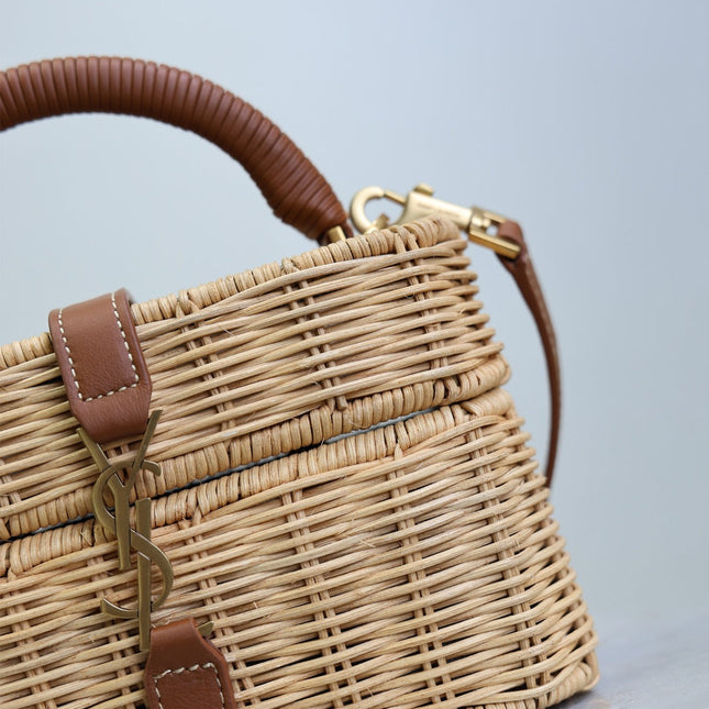YSL GABY VANITY BAG 18 IN BEIGE WOVEN RAFFIA