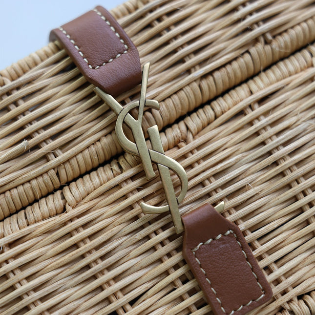 YSL GABY VANITY BAG 18 IN BEIGE WOVEN RAFFIA