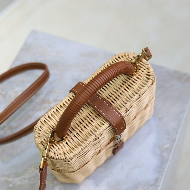 YSL GABY VANITY BAG 18 IN BEIGE WOVEN RAFFIA