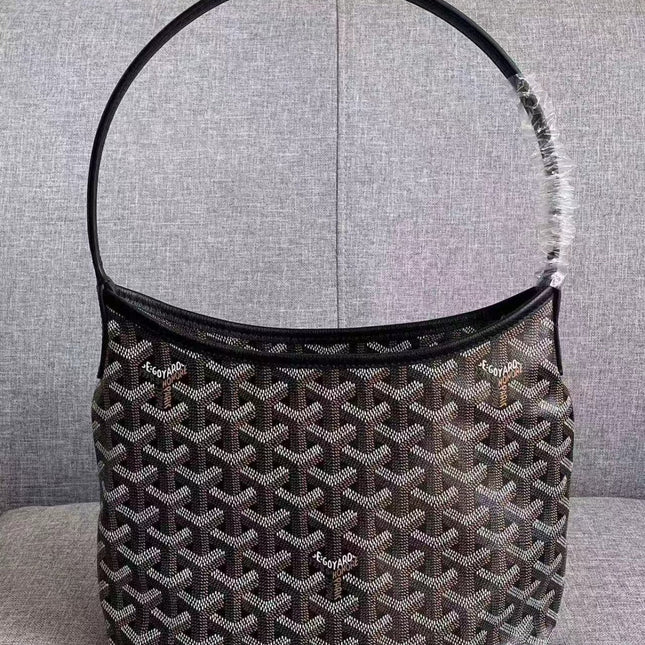 GOYARD BOHEME HOBO BAG 26 IN BLACK GOYARDINE CANVAS