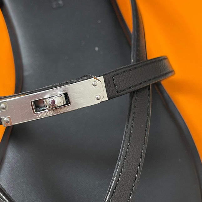 HM 0RAN SANDALS IN BLACK CALFSKIN