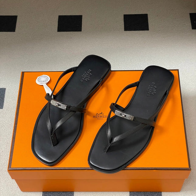 HM 0RAN SANDALS IN BLACK CALFSKIN