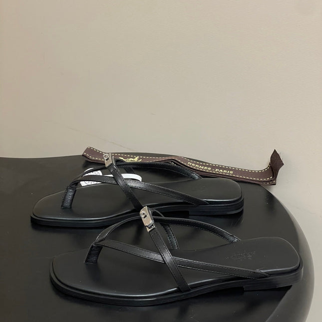 HM 0RAN SANDALS IN BLACK CALFSKIN