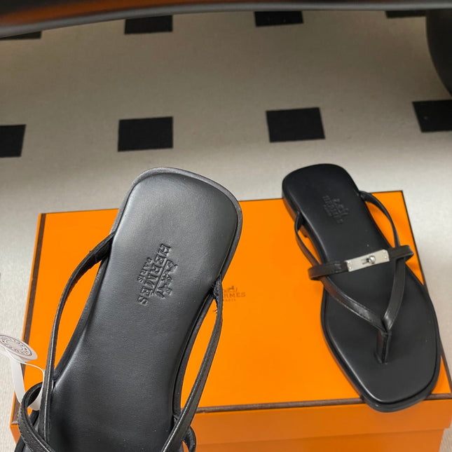 HM 0RAN SANDALS IN BLACK CALFSKIN