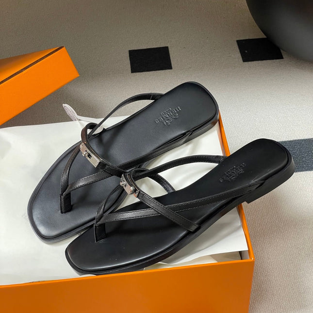 HM 0RAN SANDALS IN BLACK CALFSKIN