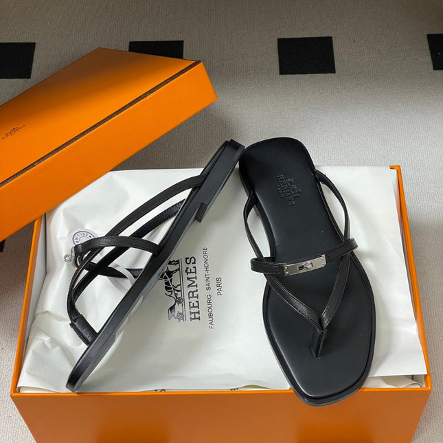 HM 0RAN SANDALS IN BLACK CALFSKIN