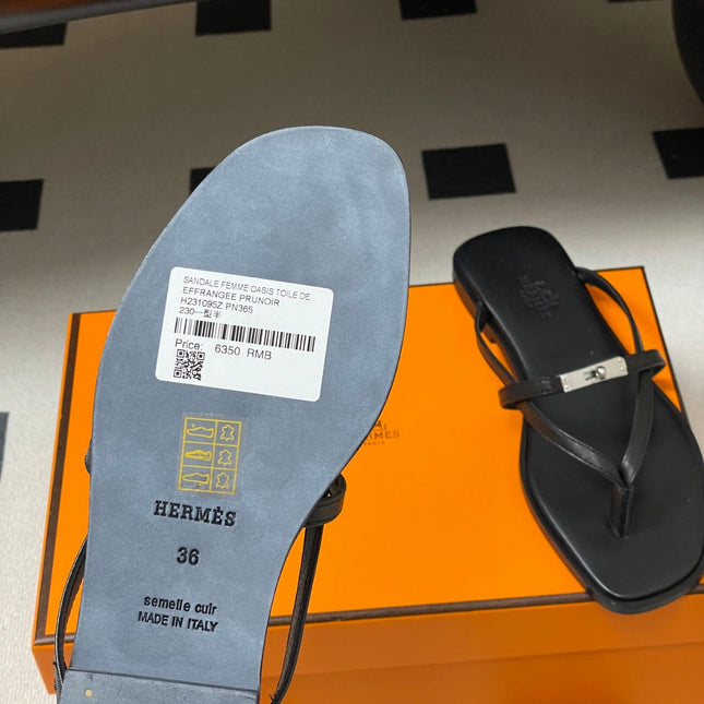 HM 0RAN SANDALS IN BLACK CALFSKIN