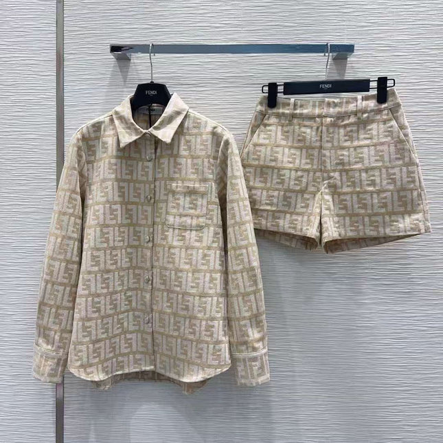FENDI JACQUARD MOTIF SET IN BEIGE