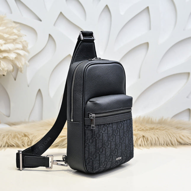 DIOR RIDER SLING BAG 26 IN BLACK DIOR OBLIQUE JACQUARD MIX CALFSKIN