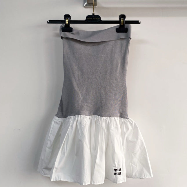 MIUMIU DRESS IN GREY AND WHITE 233568