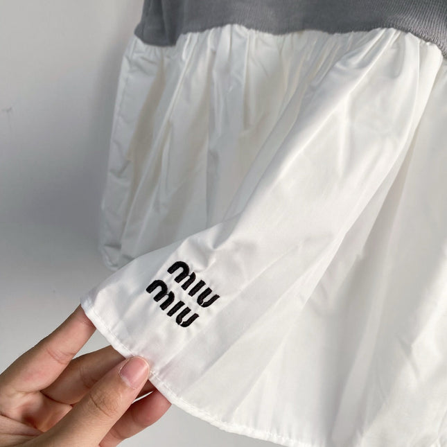 MIUMIU DRESS IN GREY AND WHITE 233568