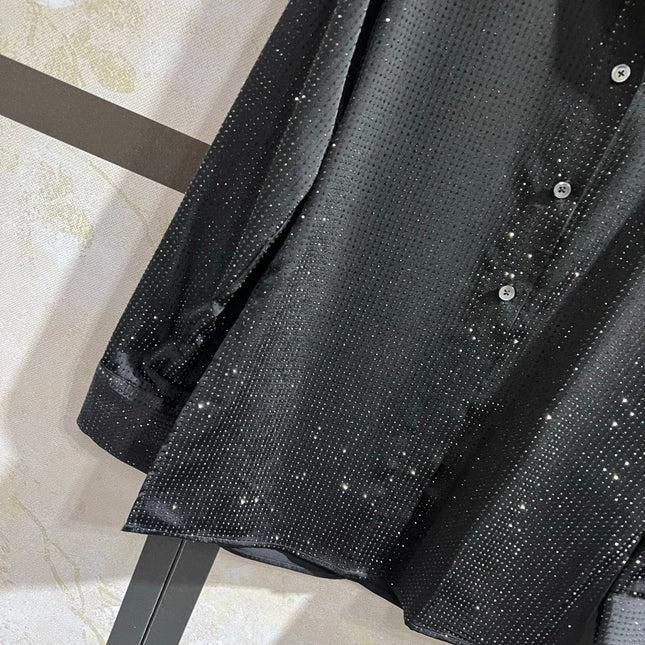 ALEXANDER WANG HOTFIX BUTTON-UP SHIRT IN BLACK