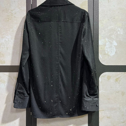 ALEXANDER WANG HOTFIX BUTTON-UP SHIRT IN BLACK