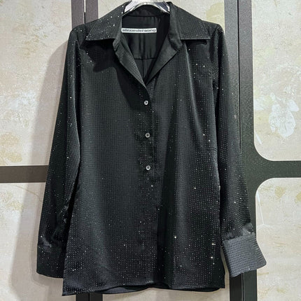 ALEXANDER WANG HOTFIX BUTTON-UP SHIRT IN BLACK