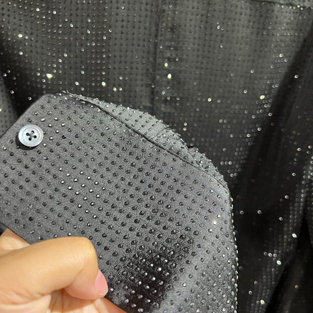 ALEXANDER WANG HOTFIX BUTTON-UP SHIRT IN BLACK
