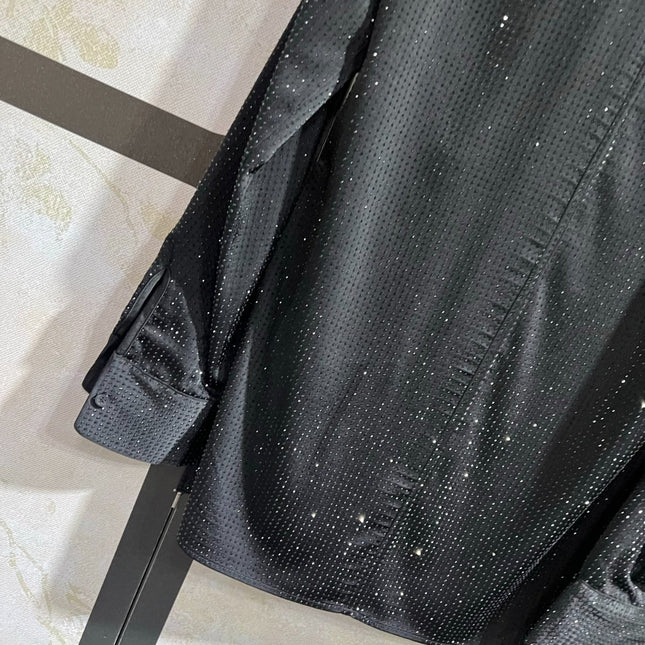 ALEXANDER WANG HOTFIX BUTTON-UP SHIRT IN BLACK