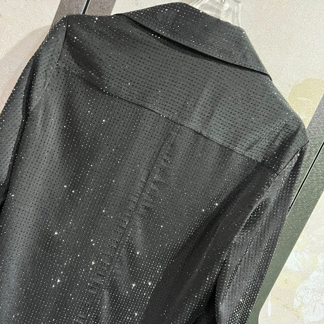 ALEXANDER WANG HOTFIX BUTTON-UP SHIRT IN BLACK