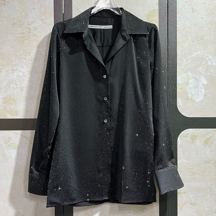 ALEXANDER WANG HOTFIX BUTTON-UP SHIRT IN BLACK