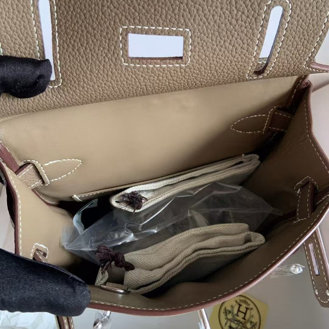 HAC À DOS PM BACKPACK IN BROWN TOGO CALFSKIN