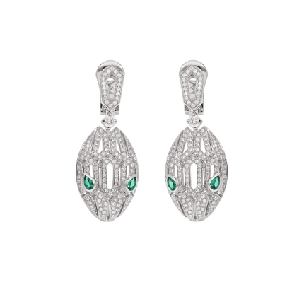 SERPENTI MALACHITE DIAMOND EARRINGS SILVER