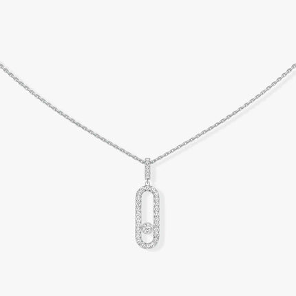 MOVE UNO LM SILVER DIAMOND PAVED NECKLACE