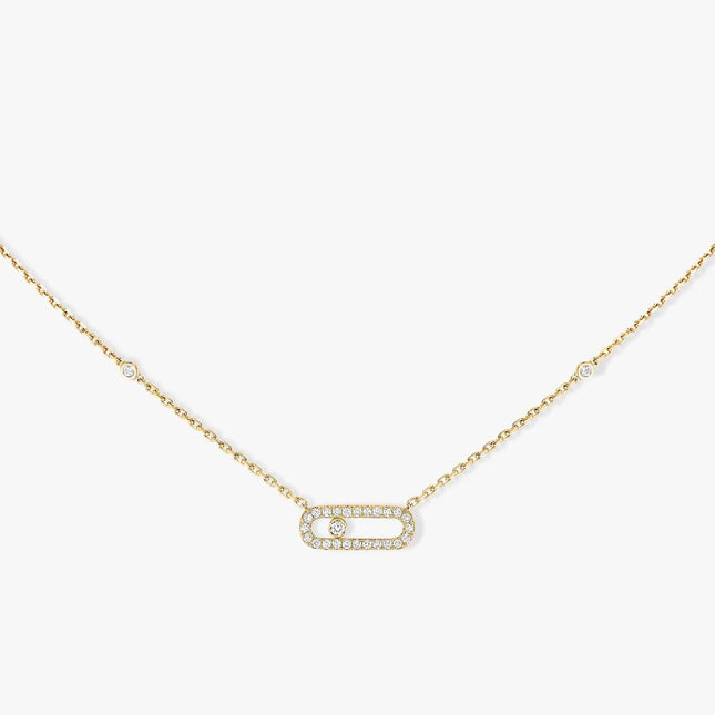 MOVE UNO PAVED SILVER DIAMOND NECKLACE