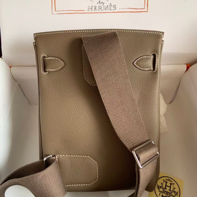 HAC À DOS PM BACKPACK IN BROWN TOGO CALFSKIN