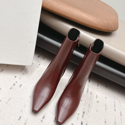 CELINE 26S ANKLE BOOTS 60 MM IN BURGUNDY SMOOTH CALFSKIN
