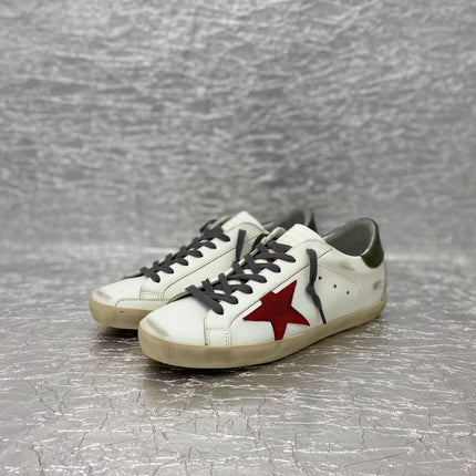 GOLDEN GOOSE BALL RED STAR SNEAKERS IN WHITE CALFSKIN