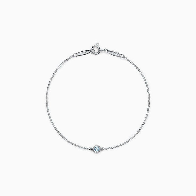 DIAMOND STERLING SILVER AQUAMARINE BUBBLE BRACELET