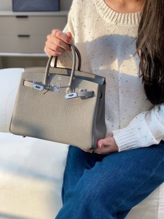 HM BIRKIN BAG 30 TEMPERED GRAY CALFSKIN  BUCKLE